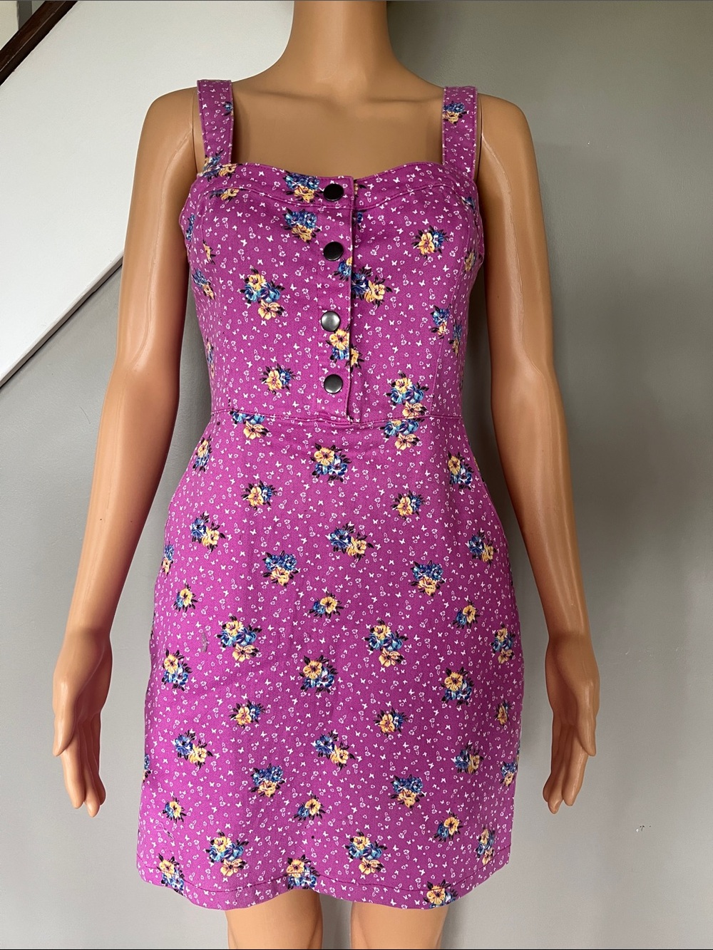 Floral Button-Front Sundress in Magenta